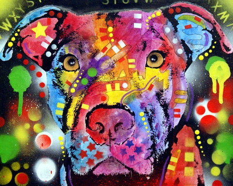 The Brooklyn Pit Bull White Modern Wood Framed Art Print with Double Matting by Dean Russo Collection