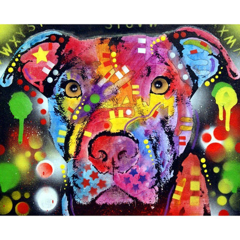 The Brooklyn Pit Bull White Modern Wood Framed Art Print by Dean Russo Collection