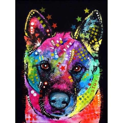 Akita Black Modern Wood Framed Art Print with Double Matting by Dean Russo Collection