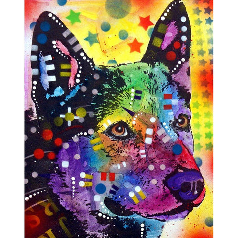 Aus Cattle Dog Black Modern Wood Framed Art Print with Double Matting by Dean Russo Collection