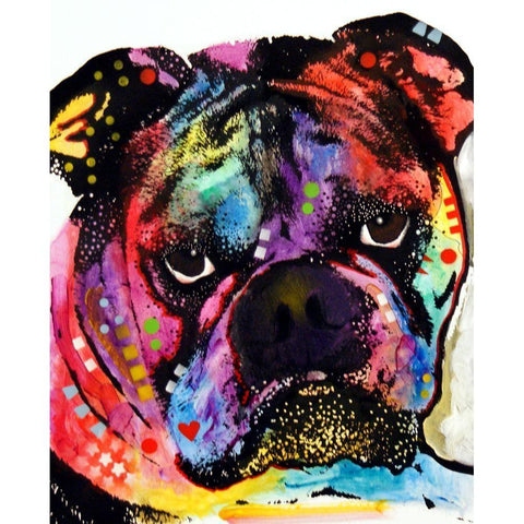 Bulldog Black Modern Wood Framed Art Print with Double Matting by Dean Russo Collection