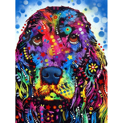 Cocker Spaniel Black Modern Wood Framed Art Print with Double Matting by Dean Russo Collection