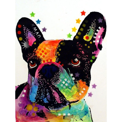 French Bulldog Black Modern Wood Framed Art Print with Double Matting by Dean Russo Collection