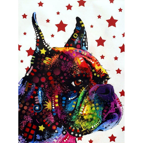 Profile Boxer 2 Black Modern Wood Framed Art Print with Double Matting by Dean Russo Collection