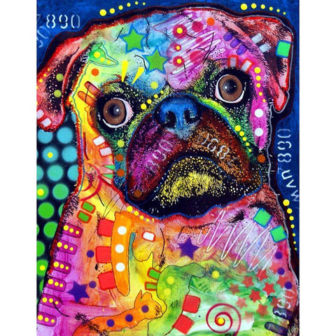 Pug 92309 White Modern Wood Framed Art Print by Dean Russo Collection