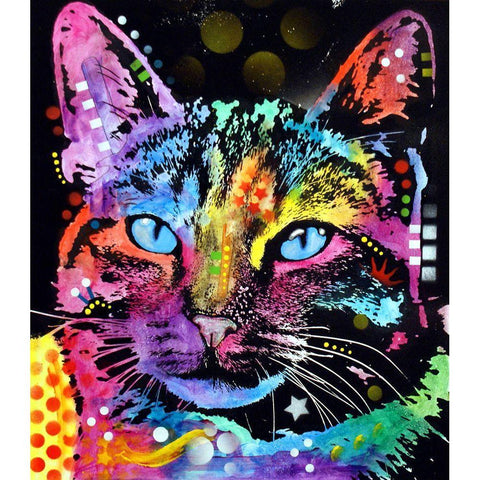 Thoughtful Cat Black Modern Wood Framed Art Print with Double Matting by Dean Russo Collection