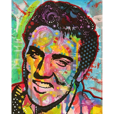 Elvis Gold Ornate Wood Framed Art Print with Double Matting by Dean Russo Collection