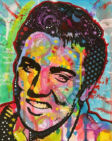 Elvis White Modern Wood Framed Art Print with Double Matting by Dean Russo Collection