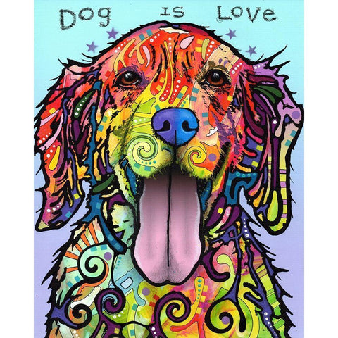 Dog Is Love Black Modern Wood Framed Art Print with Double Matting by Dean Russo Collection