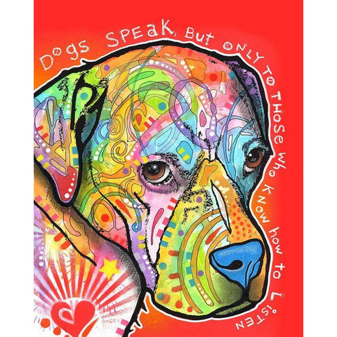 Dogs Speak White Modern Wood Framed Art Print by Dean Russo Collection