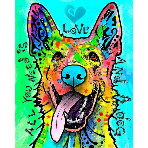 Love And A Dog Black Modern Wood Framed Art Print with Double Matting by Dean Russo Collection