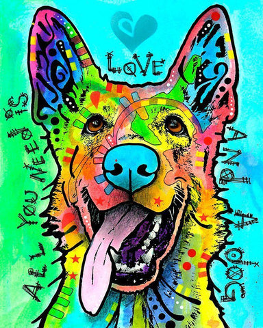 Love And A Dog Black Ornate Wood Framed Art Print with Double Matting by Dean Russo Collection