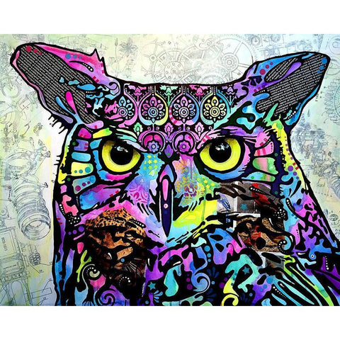 The Owl Black Modern Wood Framed Art Print with Double Matting by Dean Russo Collection