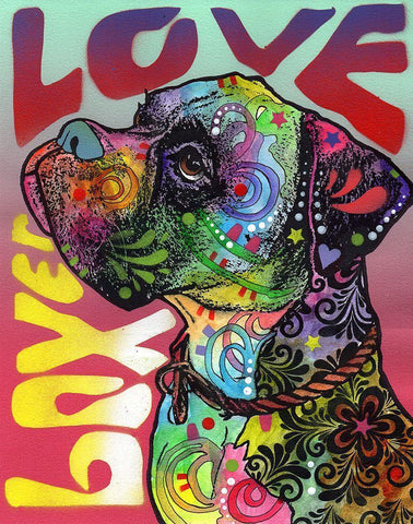 Boxer Luv White Modern Wood Framed Art Print with Double Matting by Dean Russo Collection