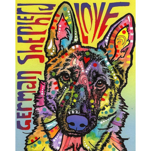 German Shepherd Luv Black Modern Wood Framed Art Print with Double Matting by Dean Russo Collection