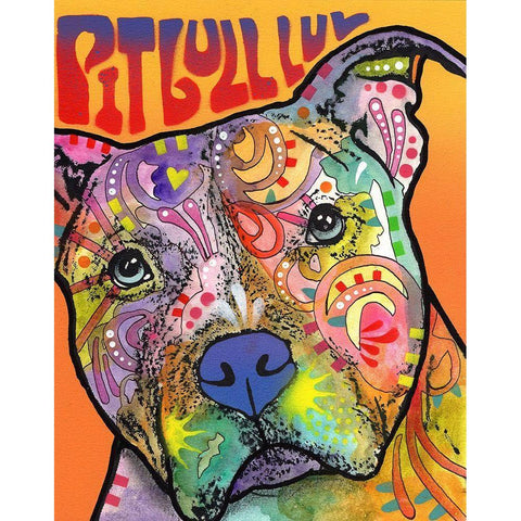 Pit Bull Luv White Modern Wood Framed Art Print by Dean Russo Collection