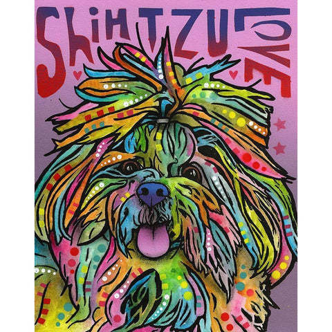 Shih Tzu Luv White Modern Wood Framed Art Print by Dean Russo Collection