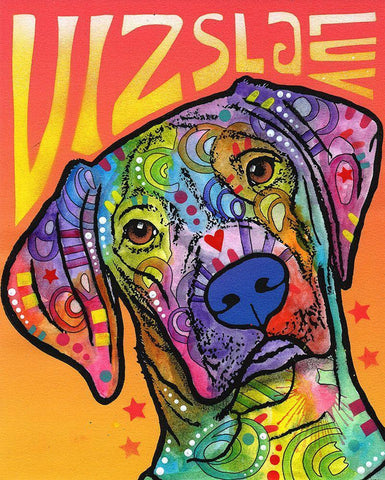 Vizsla Luv White Modern Wood Framed Art Print with Double Matting by Dean Russo Collection