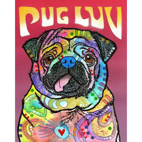 Pug Luv Black Modern Wood Framed Art Print with Double Matting by Dean Russo Collection