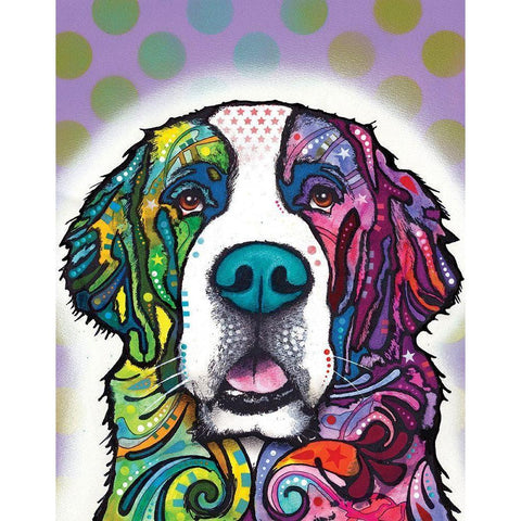 Saint Bernard Black Modern Wood Framed Art Print with Double Matting by Dean Russo Collection