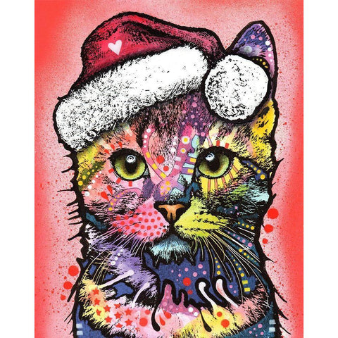 Christmas Cat White Modern Wood Framed Art Print by Dean Russo Collection