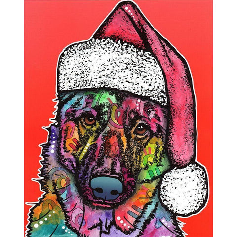 Christmas Dog White Modern Wood Framed Art Print by Dean Russo Collection