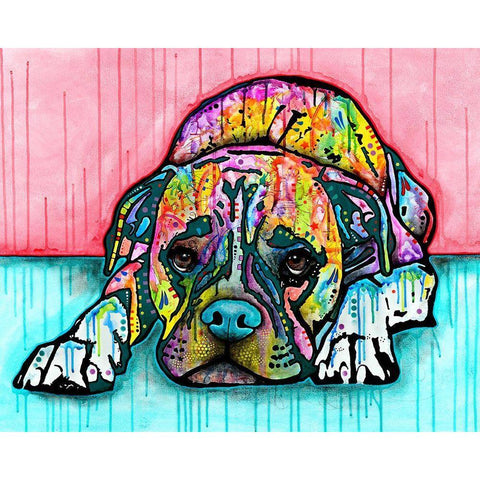 Lying Boxer White Modern Wood Framed Art Print by Dean Russo Collection