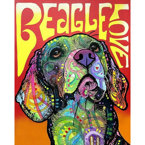 Beagle Love Black Modern Wood Framed Art Print with Double Matting by Dean Russo Collection