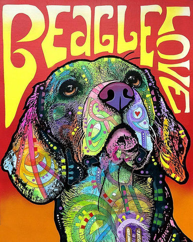 Beagle Love White Modern Wood Framed Art Print with Double Matting by Dean Russo Collection