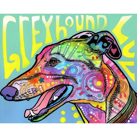 Greyhound Luv White Modern Wood Framed Art Print by Dean Russo Collection