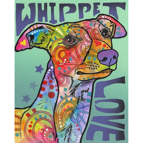 Whippet Love White Modern Wood Framed Art Print by Dean Russo Collection