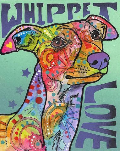 Whippet Love White Modern Wood Framed Art Print with Double Matting by Dean Russo Collection