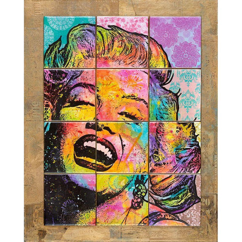 Marilyn in Tiles Black Modern Wood Framed Art Print with Double Matting by Dean Russo Collection