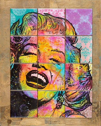 Marilyn in Tiles Black Ornate Wood Framed Art Print with Double Matting by Dean Russo Collection