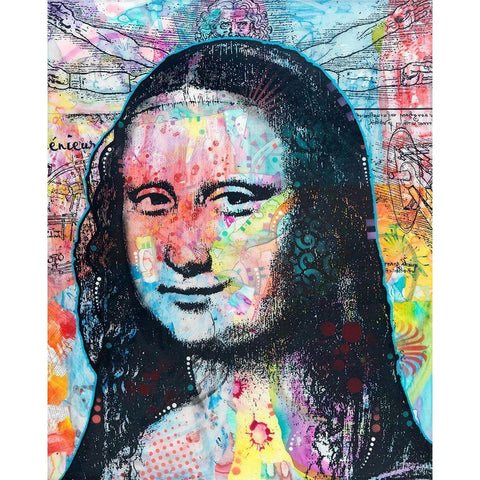 Mona Lisa with David on Top White Modern Wood Framed Art Print by Dean Russo Collection