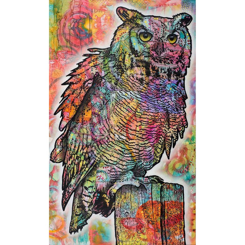 Owl Perch Gold Ornate Wood Framed Art Print with Double Matting by Dean Russo Collection