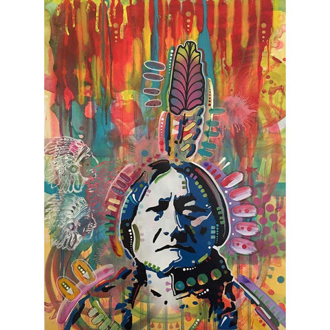 Sitting Bull red Black Modern Wood Framed Art Print with Double Matting by Dean Russo Collection