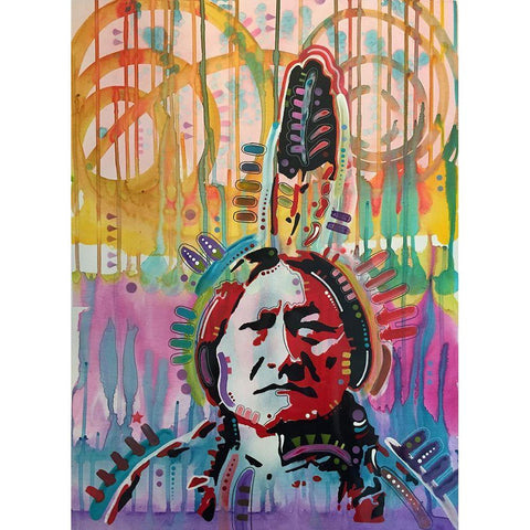 Sitting Bull purple Black Modern Wood Framed Art Print with Double Matting by Dean Russo Collection