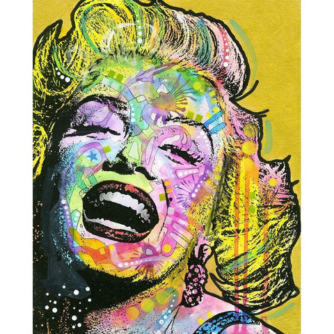 Golden Marilyn White Modern Wood Framed Art Print by Dean Russo Collection