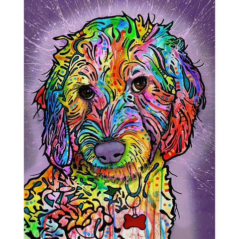 Sweet Poodle White Modern Wood Framed Art Print by Dean Russo Collection