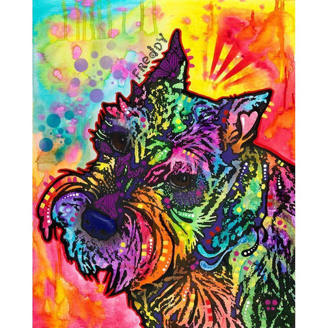 Freddy the Schnauzer White Modern Wood Framed Art Print by Dean Russo Collection