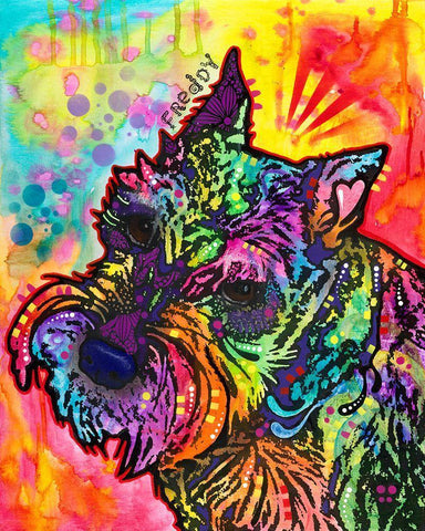 Freddy the Schnauzer White Modern Wood Framed Art Print with Double Matting by Dean Russo Collection