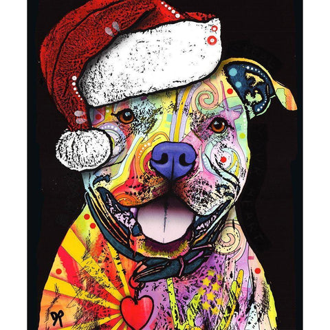 Beware of Pit Bulls Christmas Edition Gold Ornate Wood Framed Art Print with Double Matting by Dean Russo Collection