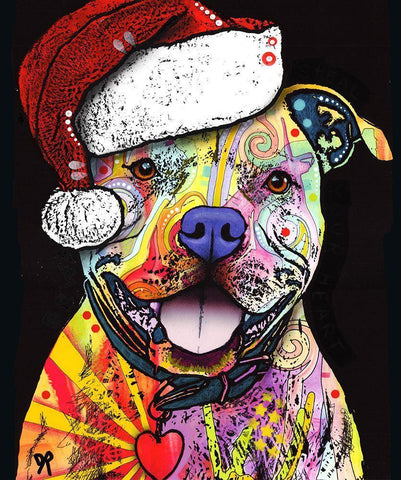 Beware of Pit Bulls Christmas Edition Black Ornate Wood Framed Art Print with Double Matting by Dean Russo Collection