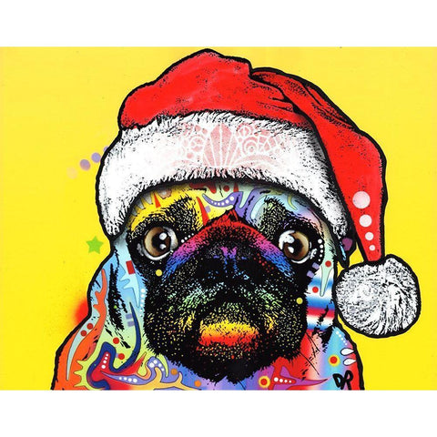 Pug Christmas Edition White Modern Wood Framed Art Print by Dean Russo Collection