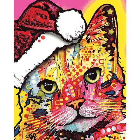 Tilt Cat Christmas Edition White Modern Wood Framed Art Print by Dean Russo Collection