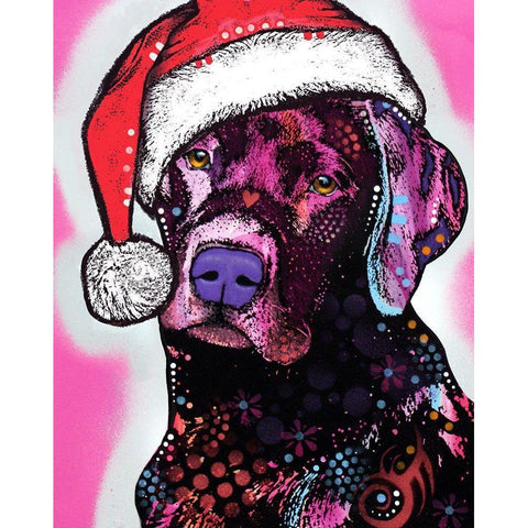 Black Lab Christmas Black Modern Wood Framed Art Print with Double Matting by Dean Russo Collection