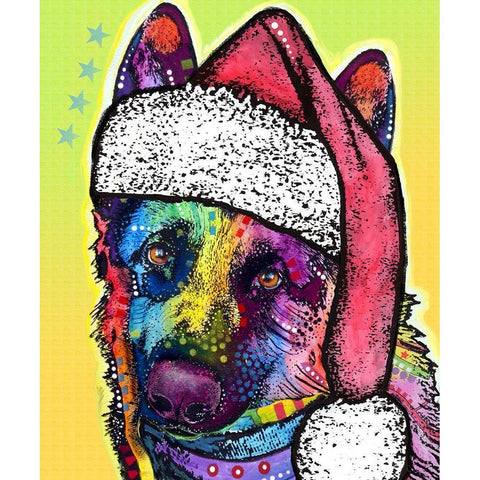 German Shepherd Christmas White Modern Wood Framed Art Print by Dean Russo Collection