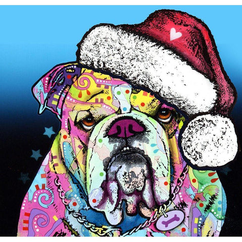 The Bulldog Christmas Black Modern Wood Framed Art Print with Double Matting by Dean Russo Collection