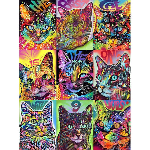 Nine Up of Cats White Modern Wood Framed Art Print by Dean Russo Collection